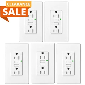 5PK 15AMP GFCI GFI Receptacle Outlet Tamper Resistant TR WR ETL Listed White - Picture 1 of 12