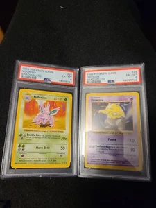 Pokémon TCG PSA 6 Drowzee and nidorino Base Set Regular Shadowless Commons - Picture 1 of 1