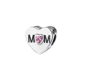 Ciondolo perle cuore mamma argento cuore rosa per bracciale o collana - Foto 1 di 9