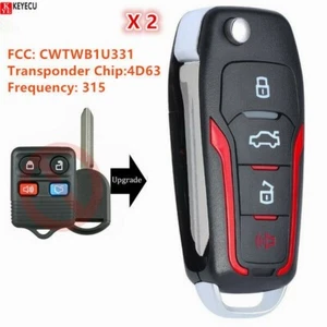 2X Upgraded Flip Remote Key Fob for 2004 2005-2014 Ford F-150 315MHz CWTWB1U331 - Picture 1 of 6