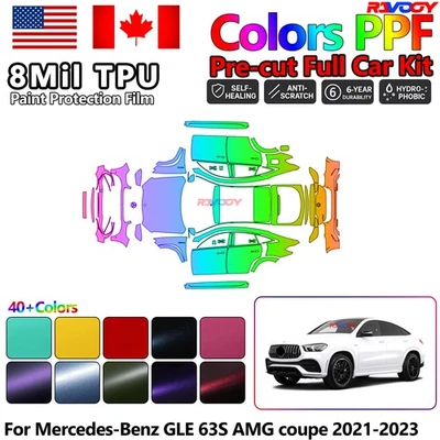 Película de protección de pintura PPF precortada para Mercedes-Benz GLE 63S AMG cupé 2021-2023 Foto 1 de 4