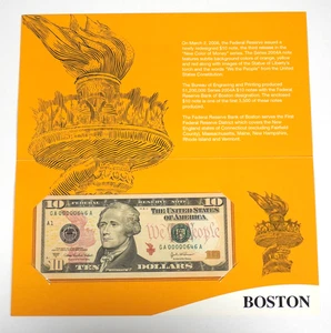 SERIES 2004A $10 SINGLE NOTE, BOSTON DISTRICT 3 DIGIT SERIAL # GA00000646A - Picture 1 of 3