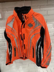 Harley Davidson Damen Reitjacke mit Kapuze Größe L reflektierend orange - Bild 1 von 8