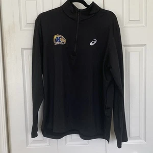 Pullover negro grande Kent State Asics para hombre 1/4 cremallera rendimiento correr forrado de vellón - Imagen 1 de 8