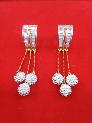 Women Bollywood Style Bridal Jewelry Indian Gold CZ Earring AD Earrings Diamond - Image 1 of 4