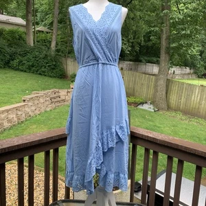 Vestido midi Tracy Reese X Anthropologie azul ojales crochet talla S pequeño usado en excelente estado - Imagen 1 de 8