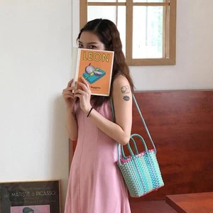 Travel Hand-woven Shoulder Bag Korean Style Women's Basket Bag Ladies/Girls - Picture 1 of 9