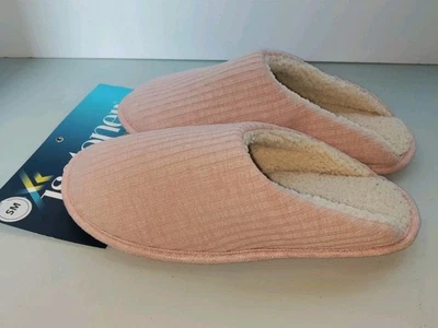 ISOTONER Pink & Cream Faux Sheep Wool Slippers - Slides House Shoes Clogs Mules - Image 1 of 4
