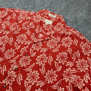 Cutter & Buck Shirt Mens M Red Short Sleeve Floral Tropical Hawaiian Button Up - Picture 1 of 7