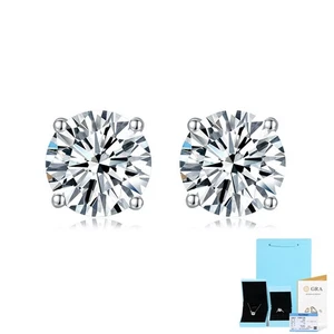 6 Ct Round Cut VVS/D GRA Certified Moissanite Stud Earrings 925 Sterling Silver - Picture 1 of 11