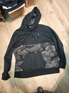 Polo Ralph Lauren RL67 nera antracite mimetica doppia maglia felpa con cappuccio uomo 2XL usata in ottime condizioni rara - Foto 1 di 24