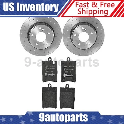 Kit de frenos traseros Brembo rotores perforados pastillas de freno para Mercedes-Benz C230 2003-2007 Foto 1 de 4