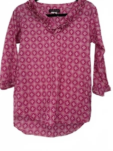 Liza Byrd Tunika Rüschenkragen Tunika Rosa Bluse Gr. Medium Preppy - Bild 1 von 5