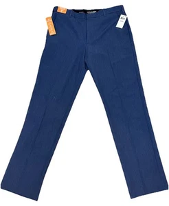Van Huesen Men’s 32X32 Slim Fit Stretch Flat Front Traveler Ash Navy Blue Pants - Picture 1 of 8