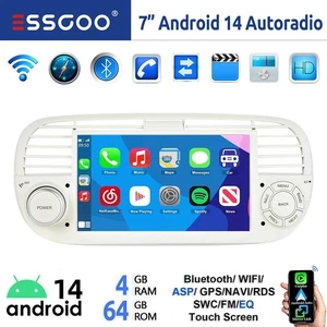 Android 14 Autoradio Carplay Per FIAT 500 2007-2015 4+64G GPS Nav RDS WIFI BT FM - Foto 1 di 13