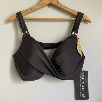 Sujetador negro de bikini Miraclesuit Twist-Front talla 38DDD NUEVO CON ETIQUETAS favorecedor Foto 1 de 4