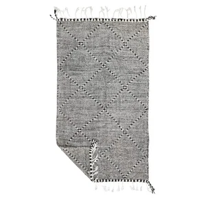 Moroccan Handmade Kilim Zanafi Rug 3x6 Berber Geometric Black White Carpet - Picture 1 of 12
