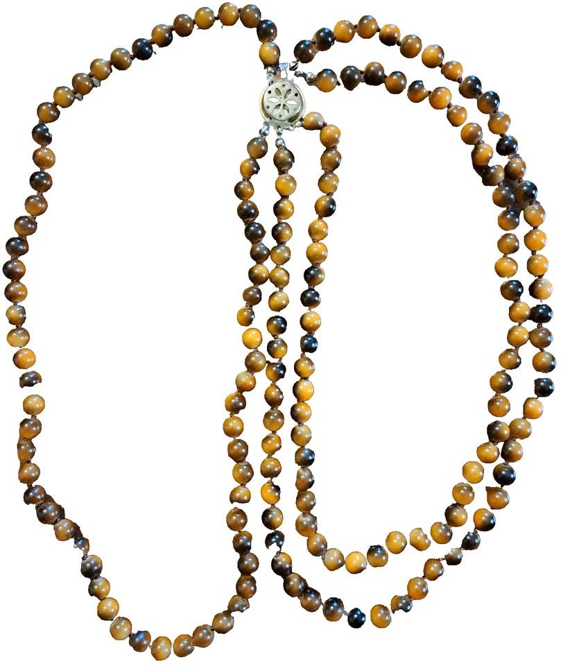 Collana da donna con perline naturali di occhio di tigre - Immagine 1 di 1