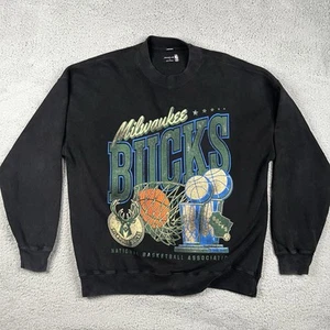 Felpa Abercrombie & Fitch NBA uomo grande Milwaukee Bucks oversize retrò - Foto 1 di 9