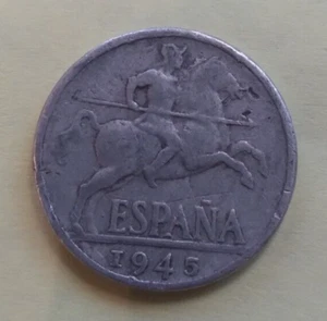 Spain 1945 10 Cents Coin WWII Vintage - Picture 1 of 2