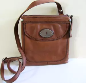 FOSSIL Mini Maddox Brown Leather Crossbody Bag Purse - Picture 1 of 12