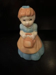 Vintage 1982 SPENCER GIFTS, Inc Made In Taiwan Porcelain Lady in Blue Dress Bell - Picture 1 of 6