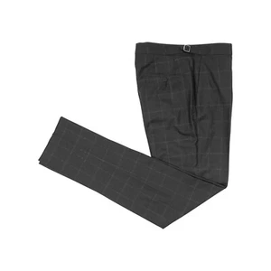 1250$ ISAIA NAPOLI Checks Gray Hand-Sewn Dress Pant Wool 32 US / 48 EU 8R - Picture 1 of 4