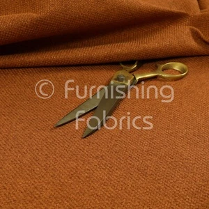 Soft Velour Textured Basket Weave Upholstery Curtain Furnishing Fabric In Orange - Picture 1 of 4