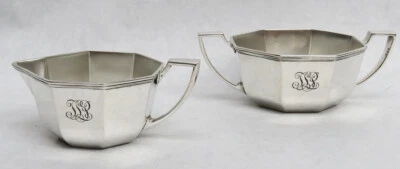 CREMA Y AZÚCAR DE PLATA ESTERLINA VINTAGE TIFFANY & CO 1908 Foto 1 de 4