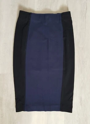 H&M size XS ladies BLACK & NAVY PENCIL SKIRT office WORKWEAR blue STRETCHY 4 6 8 - Image 1 of 4