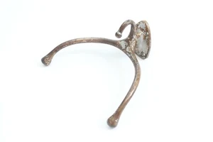 antique towel hook holder | deco brass victorian bathroom triple hook vtg - Picture 1 of 12