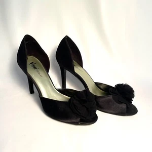 FIONI NIGHT HEELS BLACK OPEN TOE 4" HEELS SIZE 8 IN VERY GOOD CONDITION - Picture 1 of 9