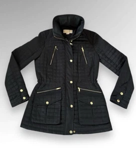 Michael Kors Quilted Jacket, Black, Gold Zippers & Snaps, Women’s XS - Picture 1 of 4