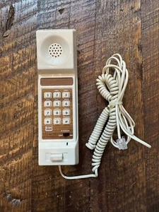 VTG UDC One Piece Corded Phone Handpiece Hang Up Telephone Faux Wood Grain 80s - Picture 1 of 5
