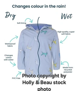 Holly & Beau Kids Raincoat, age 5-6 Color Changing  dalmation Child's Rain Coat - Picture 1 of 4