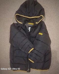 Baby Gap + Junk Food BOY PUFFER JACKET Batman BOMBER WARM QUILTED SZ 4 BLUE NAVY - Picture 1 of 6