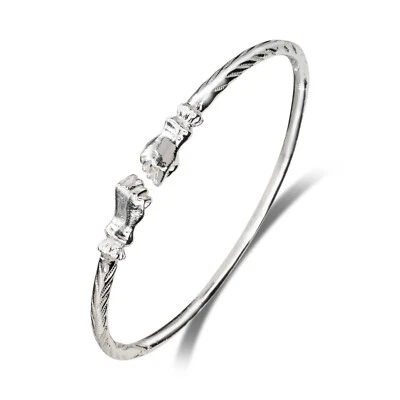 Fist Solid .925 Sterling Silver West Indian Bangle Bracelet, 1 piece - Image 1 of 3