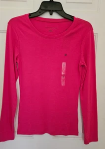 Tommy Hilfiger Mujer Cuello Barco, Mangas L, Rosa, Camiseta Algodón, Talla S (EE. UU.). Nuevo con etiquetas - Imagen 1 de 3