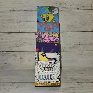 Looney Tunes Socks Mens 8-12 Novelty Pink Blue Casual Crew 6 Pairs Tweety Bugs - Picture 1 of 12