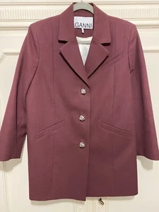 Ganni Burgundy Oversized Blazer Size XXS/XS Or Size 8 - Picture 1 of 5