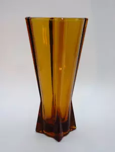 Vintage Anker Hocking Bernstein Glas Rakete Atomvase 9" - Bild 1 von 7