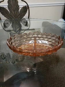 Pink Jeanette Cubist Depression Glass Divided Serving Dish - Bild 1 von 4