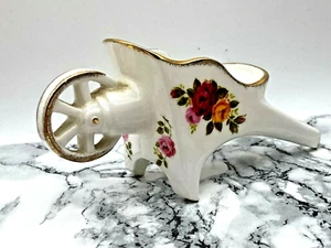 Vintage Porcelain china Cottage Rose Decorative Ornament wheelbarrow planter - Picture 1 of 12