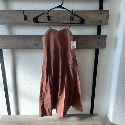 Nuevo con etiquetas Vestido Tambere Niñas Marrón Talla 8T Marca Reino Unido Algodón/Lino Cuello Corazón NUEVO Foto 1 de 4