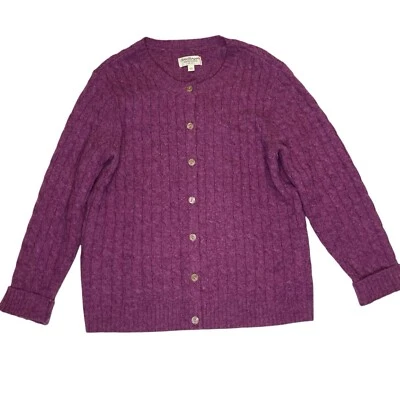 Norm Thompson Cable Knit Cardigan  Womens Large Wool Academia Lagom Cozy Cottage - Image 1 of 4