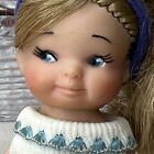 Vtg Pee Wees Doll Girl Blue White Shoes Headband Uneeda Co 1965  Tiny 4' Toy