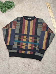 Vintage Unionbay Wool Sweater Mens L Large Multicolor Striped Crew Grunge - Picture 1 of 5