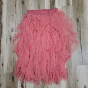 Anthropologie The Cheri Skirt L Red Long Ruffle Layered Fairy Fantasy Flowy - Picture 1 of 10