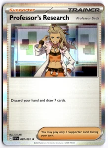 Pokemon TCG Paldean Fates Holo Rare 087/091 Professor's Research Near Mint - Picture 1 of 2