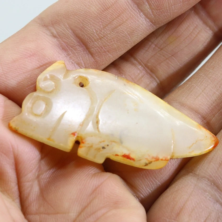 Colección,-tallado chino HeTian blanco jade bestia colgante amuleto D611 Foto 1 de 3